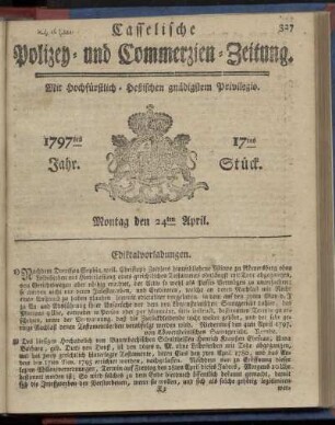 17tes Stueck, Montag den 24ten April 1797
