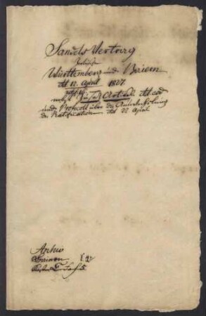 Handelsvertrag zwischen Württemberg und Bayern, 1827.