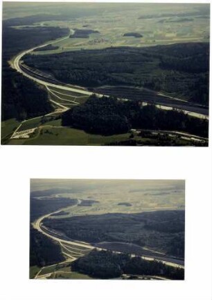 Albabstieg bei Westhausen, Trassierung mit Blick in Richtung Ulm. Im Vordergrund Burgbergdamm.