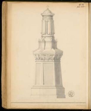 Gefallenendenkmal, Erfurt Monatskonkurrenz Juli 1874: Ansicht; Maßstabsleiste
