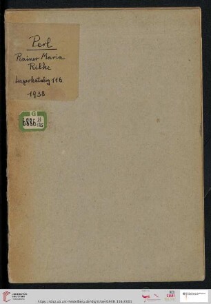 Nr. 116: Lagerkatalog: Rainer Maria Rilke