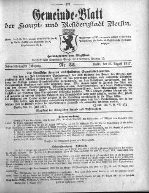 1917,33: Nr. 33, 19. August 1917