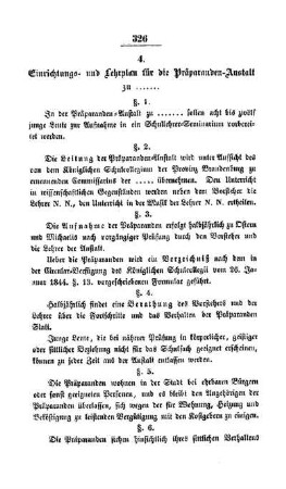 Einrichtungs- und Lehrplan für die Präparanden-Anstalt zu .....