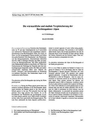 Die würmzeitliche und stadiale Vergletscherung der Berchtesgadener Alpen