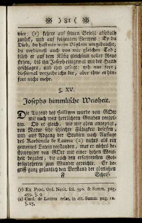 §. XV. Josephs himmlische Weisheit.