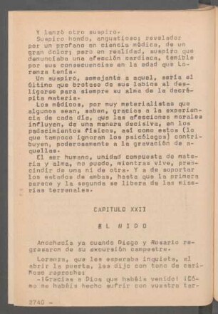 Capítulo XXII - El nido