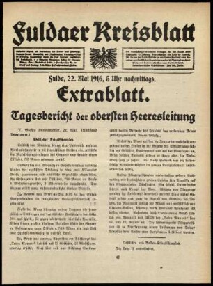Erste Ausgabe vom Montag, den 22. Mai 1916.