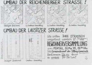 Plakat: "Umbau der Reichenberger Straße. Umbau der Lausitzer Straße"