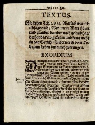 Textus. Sie stehen Joh. 5. v. 24.