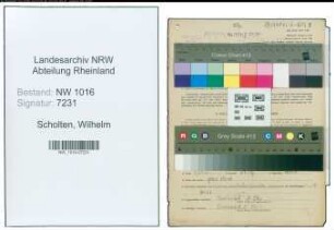 Entnazifizierung Wilhelm Scholten , geb. 29.12.1913 (Arbeiter)