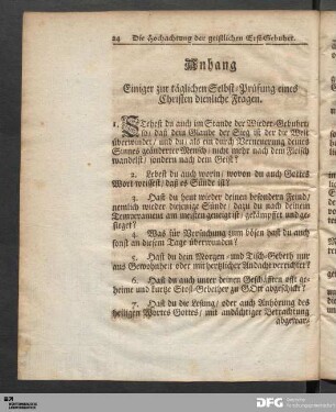 Anhang Einiger zur täglichen Selbst-Prüfung eines Christen dienliche Fragen.