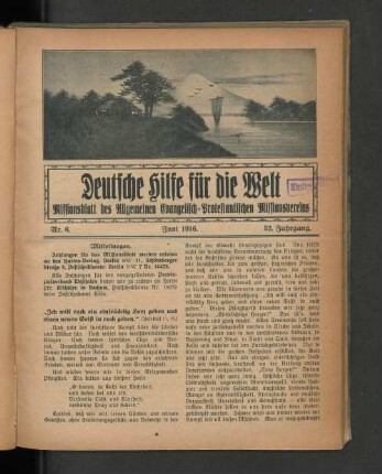 Nr. 6. Juni 1916. 32. Jahrgang
