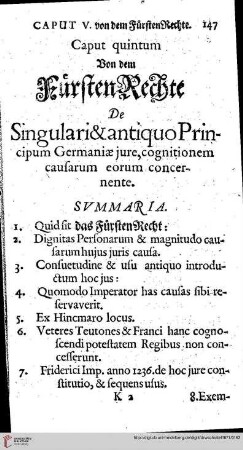 Caput quintum. Das FürstenRecht.