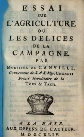 Essai sur l'agriculture ou les delices de la campagne
