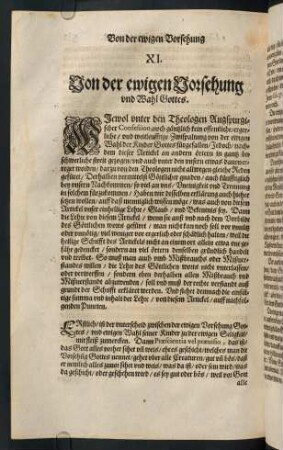 "XI. Von der ewigen Vorsehung und Wahl Gottes"