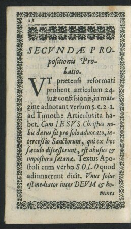 Secundae Propositionis Probatio.
