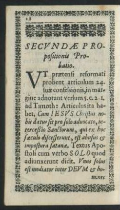 Secundae Propositionis Probatio.