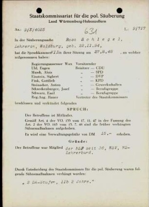 Schlegel, Rosa