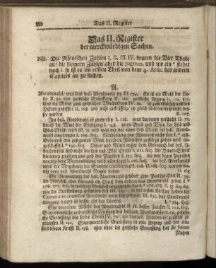 Das II. Register der merckwürdigen Sachen.