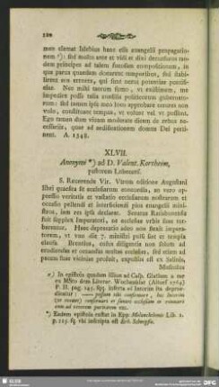 XLVII. Anonymi ad D. Valent. Kortheim, pastorem Lubecens.