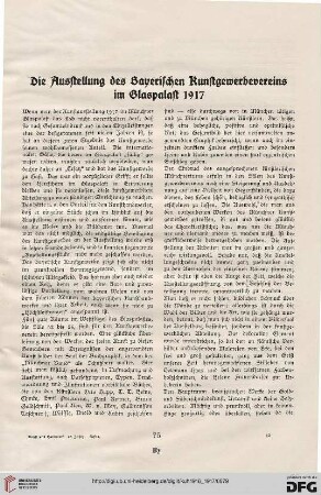 Die Ausstellung des Bayerischen Kunstgewerbevereins im Glaspalast 1917