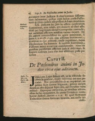 Caput II. De Passionibus animi in Iudice circa eius aditionem.
