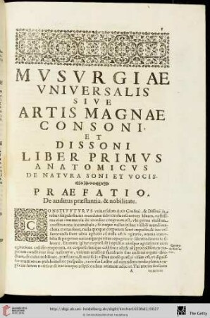 Liber primus: Anatomicus de natura soni et vocis