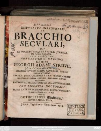 Dispvtatio Inavgvralis, De Bracchio Secvlari