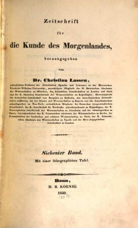 Zeitschrift für die Kunde des Morgenlandes. 7. 1850