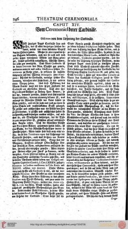 CAP. XIV Vom Ceremoniel derer Cardinäle
