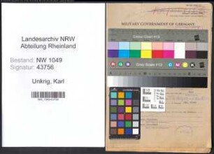 Entnazifizierung Karl Unkrig , geb. 29.07.1907 (Landwirt)