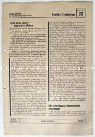 Informationsblatt der NSDAP-Gauleitung Sachsen (Deutsche Arbeitsfront) u.a. zum Handwerk