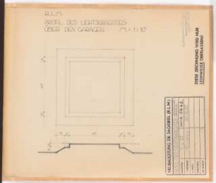 Reichsluftfahrtministerium, Berlin: Hofkellergarage, Lichtschacht: Grundriss, Schnitt 1:10