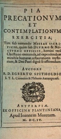 Pia precationum et contemplationum exercitia