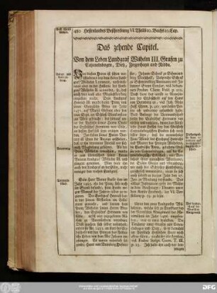 Das zehende Capitel. Von dem Leben Landgraf Wilhelm III. Grafen zu Catzenelnbogen, Dietz, Ziegenhayn und Nidda.
