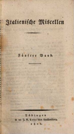 Italienische Miscellen. 5. 1806