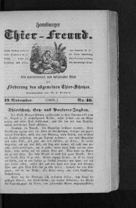 Hamburger Thier-Freund. 19. November. (1858.) No. 46.