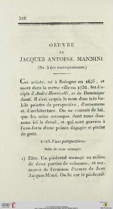 Oeuvre de Jacques Antoine Mannini
