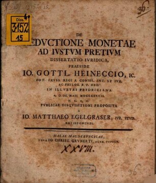 De reductione monetae ad iustum pretium