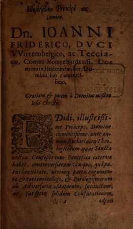 Enchiridion controversiarum quas Augustanae Confessionis Theologi habent cum Calvinianis