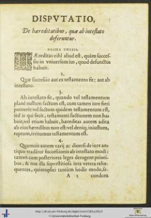 Disputatio De hæreditatibus, quæ ab intestato deferuntur