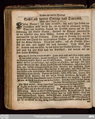 Epistel am vierten Sontage nach Trinitatis, Röm. am 8. Capit. v. 18-33.