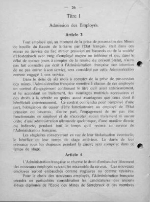 Titre I. Admission des Employés.