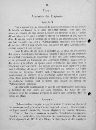 Titre I. Admission des Employés.