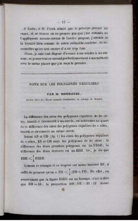 Note sur les polygones réguliers.