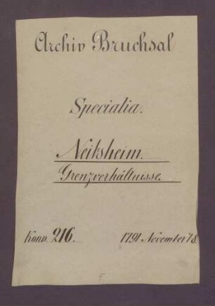 Protokoll über die Grenzrenovation zwischen Neibsheim und Helmsheim.