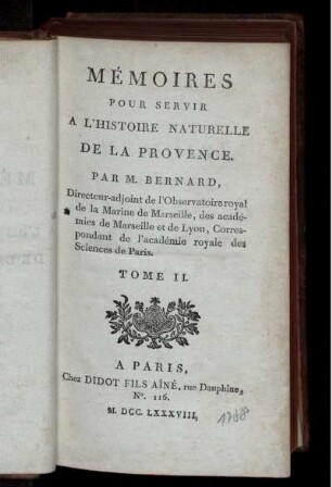 T. 2.: Mémoires pour servir à l'histoire naturelle de la Provence. T. 2.