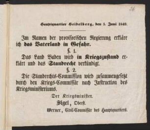 Im Namen der provisorischen Regierung erkläre ich das Vaterland in Gefahr