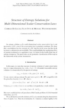 Structure of entropy solutions for multi-dimensional scalar conservation laws