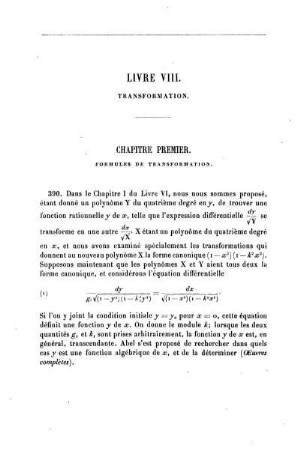 CHAPITRE I. - Formules de transformation.